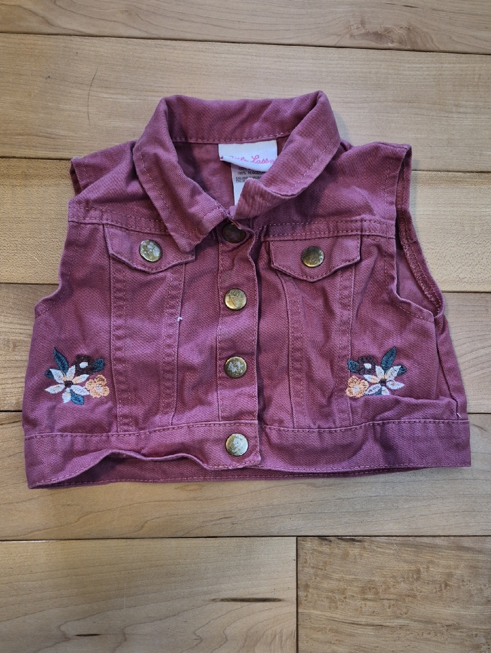 Girls' Size 24m Little Lass Dusty Rose Embroidered Denim Vest